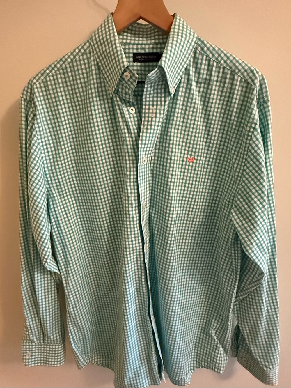Southern Marsh Teal Gingham Long Sleeve Button Down Shirt Men’s Medium